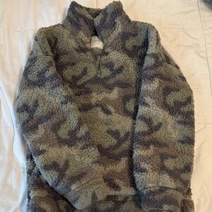 American Eagle Outfitters Blue and Cream Sherpa Jacket
